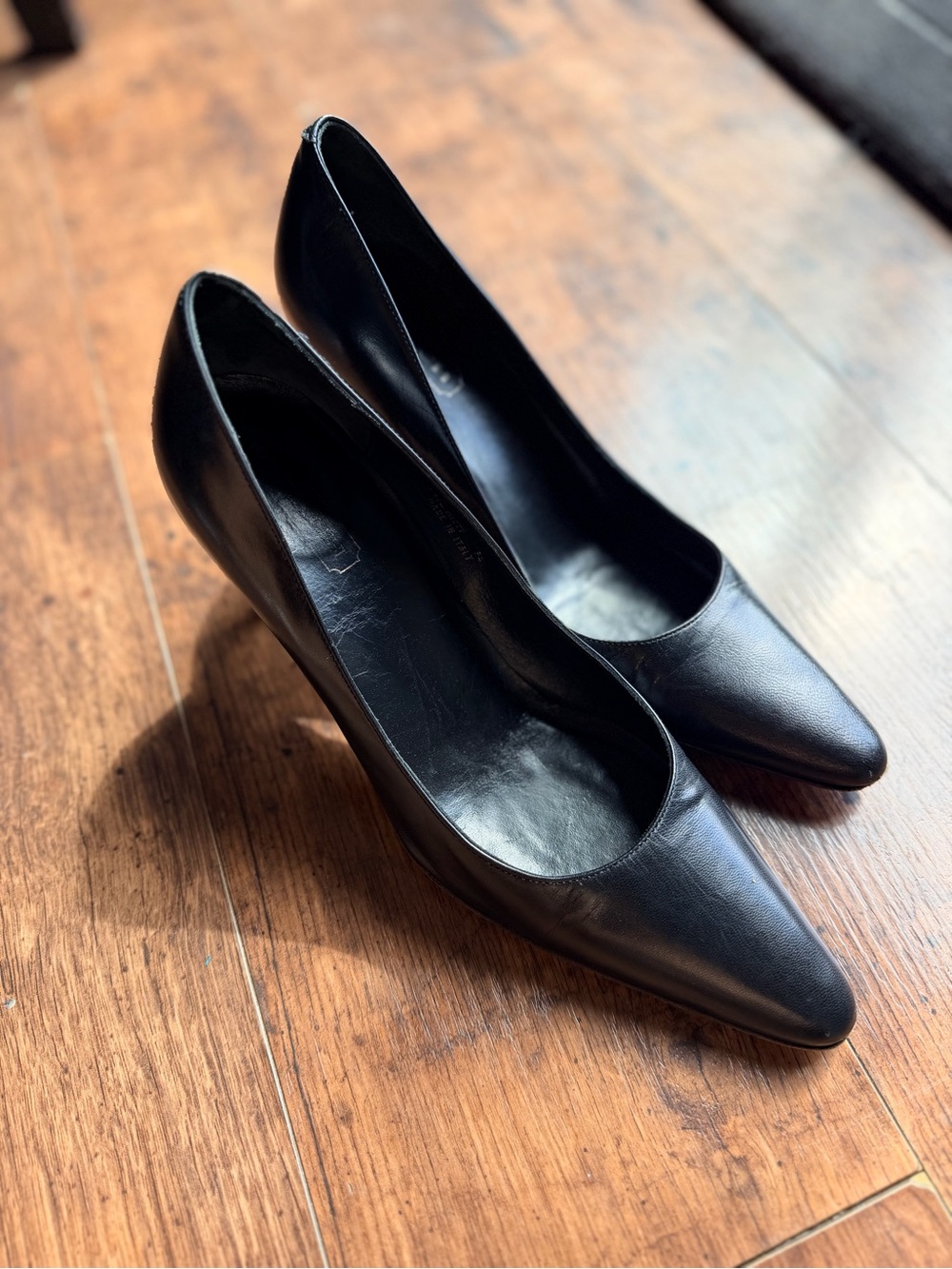 Coach Black Leather Pointed Toe Pumps Women’s 8 Stiletto Heels